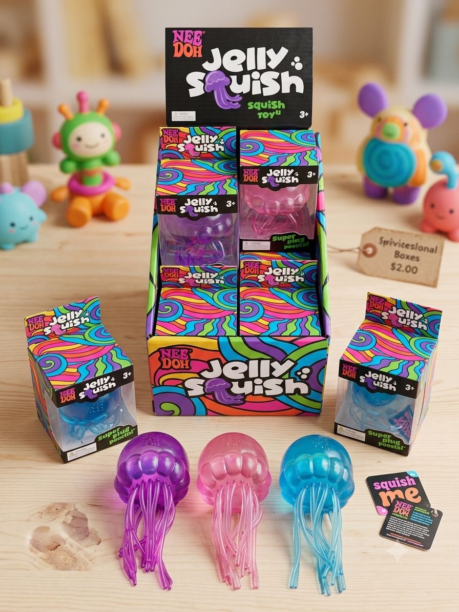 NeeDoh Jelly Squish Stres Topu | Simli Denizanası Squishy Oyuncak